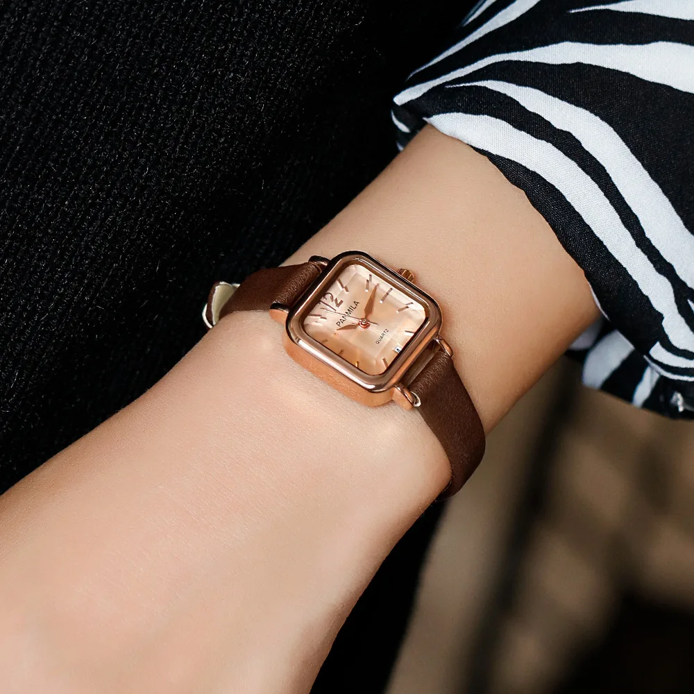 Retro Women'S Watch, Simple Small Square Dial, Compact Stylish And Casual Quartz Watch For Women, New Fashion Quartz Wristwatch.