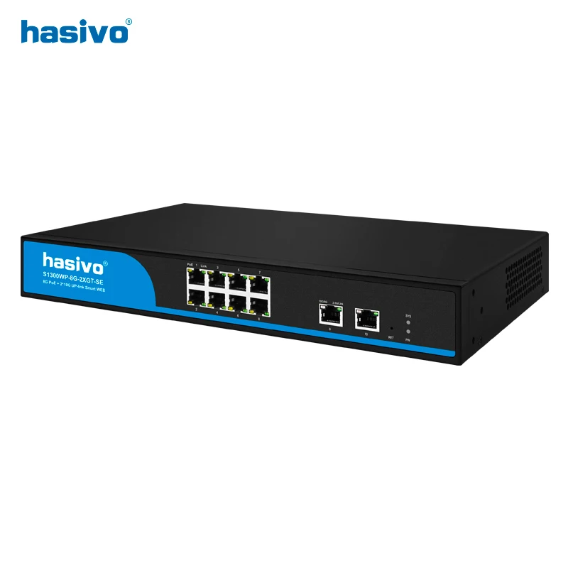 Imagem -02 - Hasivo-switch Ethernet Gigabit Gigabit Rj45 Plus 10gbps Rede Uplink Poe ou sem Poe