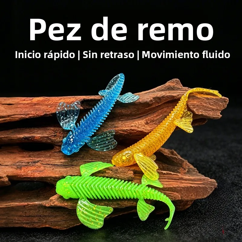 Señuelo blando de cola de pez mariposa dorada con alas voladoras y cola de aguja, flotante, para pesca de lubina, bagre y pez...