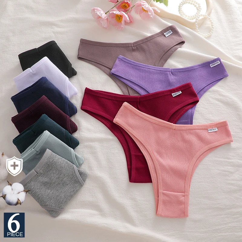 FINETOO 6 Stücke Baumwolle Dessous Höschen Sexy Unterwäsche Frauen Slips Tangas Weibliche Unterhose Pantys Tanga Höschen Bikini 13 Farbe
