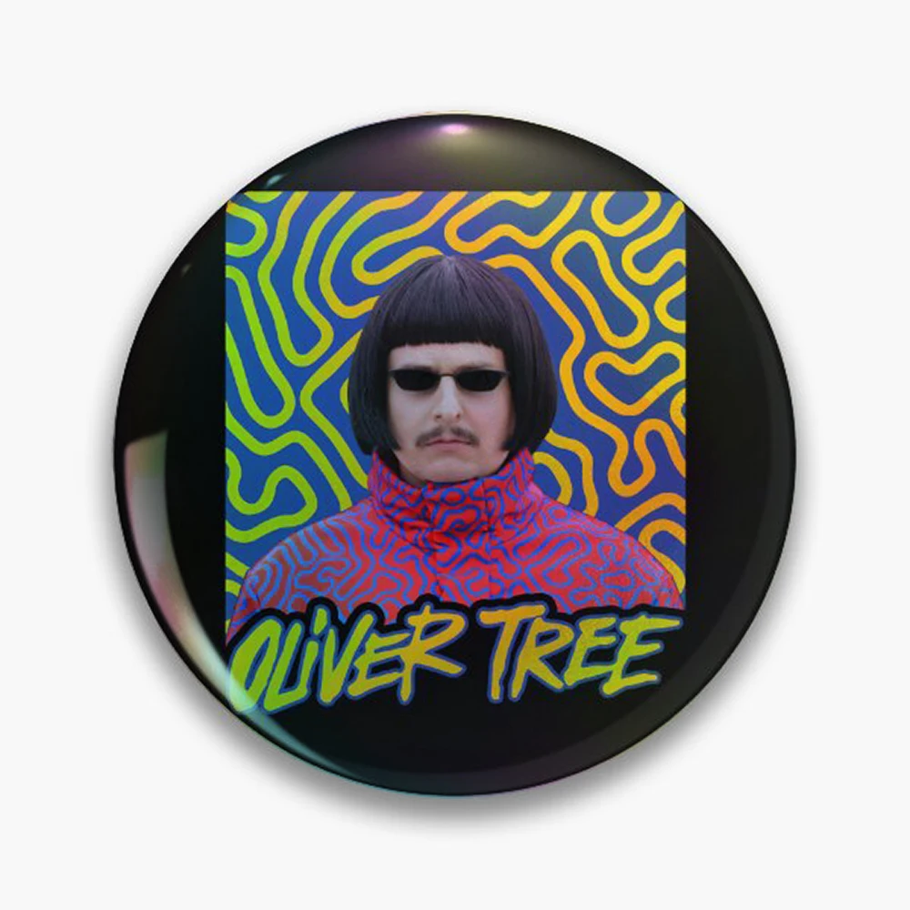 Oliver Tree Pin Holographic Star Heart Pin Brooches Laminated Button Fashion Accessory