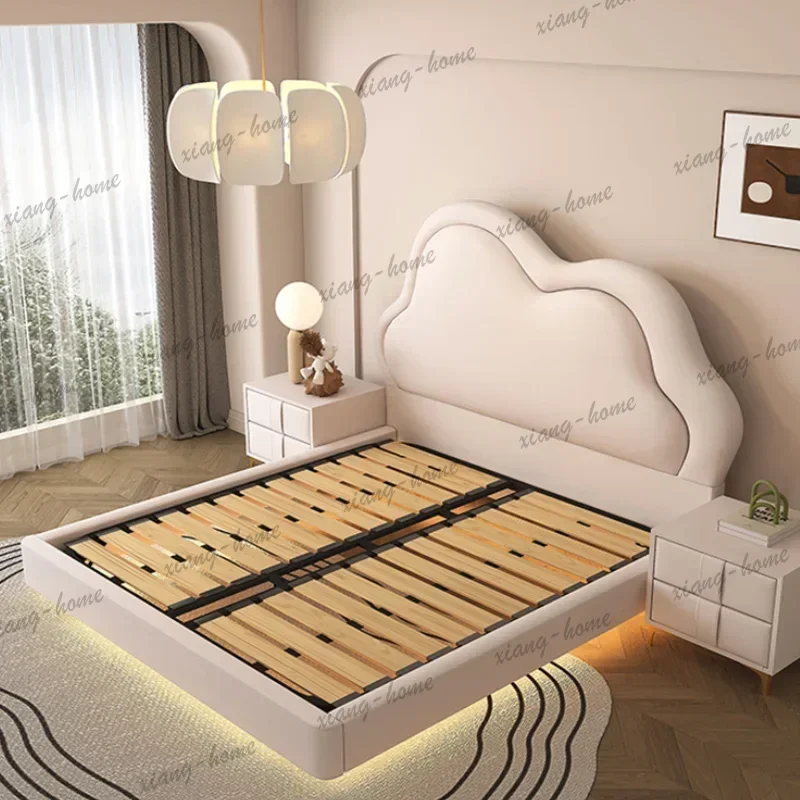 FG Double Aesthetic Couple Bed Frame Queen Size High End Double Bed Frame Lounge Wood JapaneseTrendy Lazy Muebles Trendy Furnitu