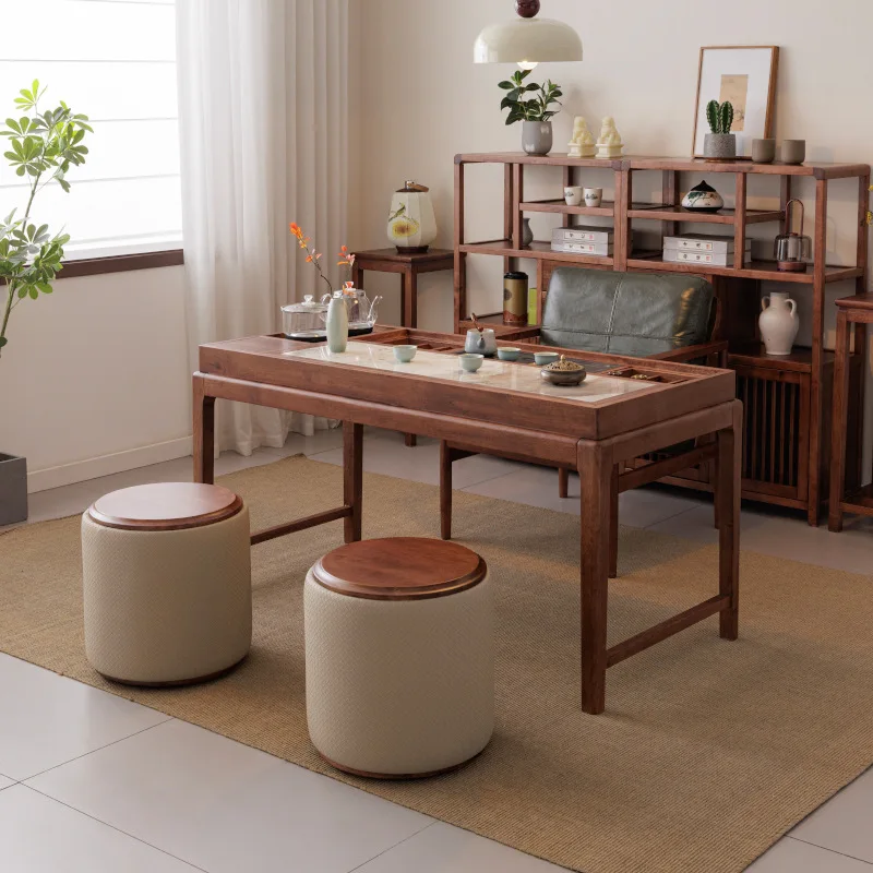 HYS Song-style aesthetics new Chinese-style high-end coffee table household balcony tea table walnut solid wood tea table