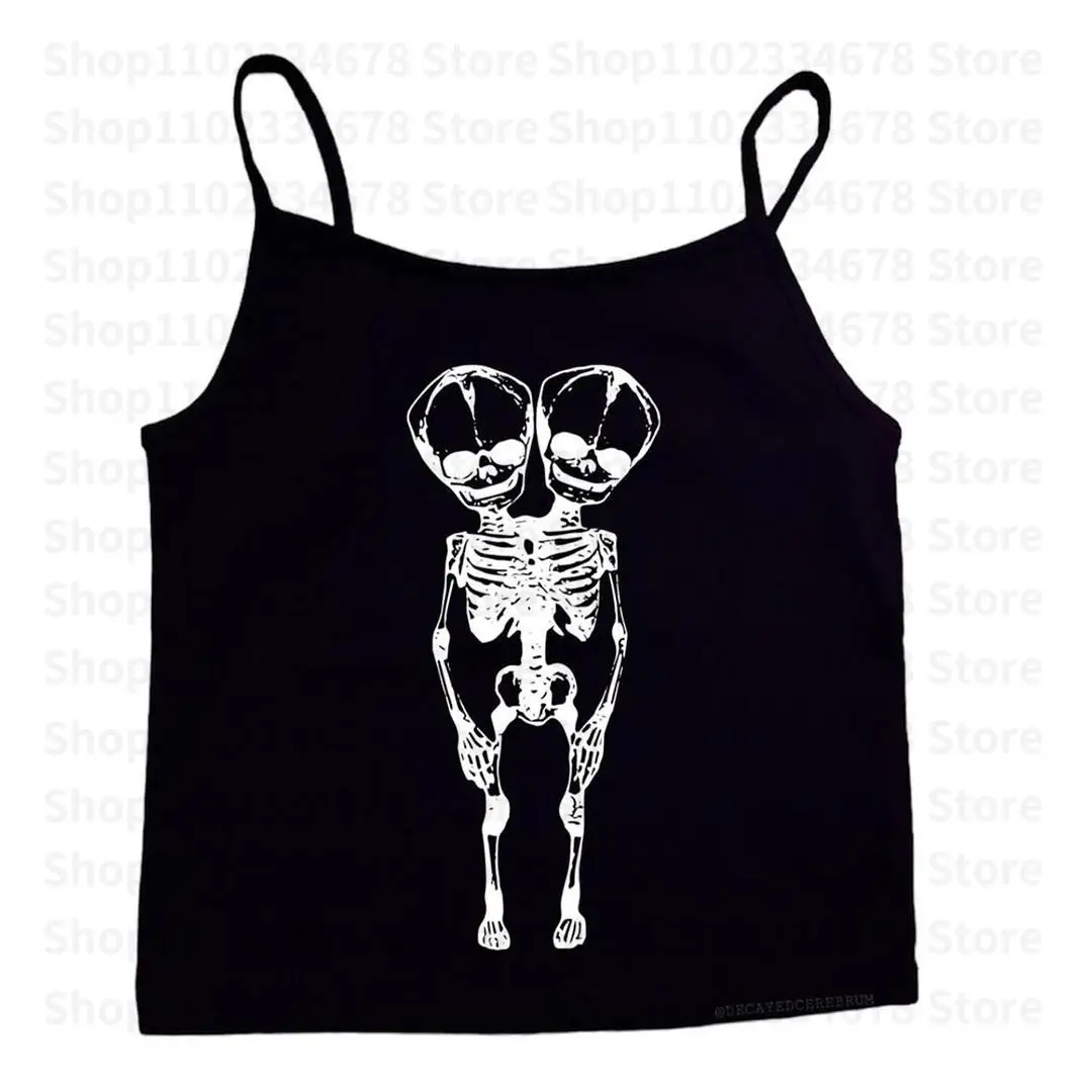 Gothic Printing Vest Y2k Style Clothes Vintage Punk Women's Corset Tank Tops Baby Tees Emo Girls Camisole Crop Tops 2000s Tops