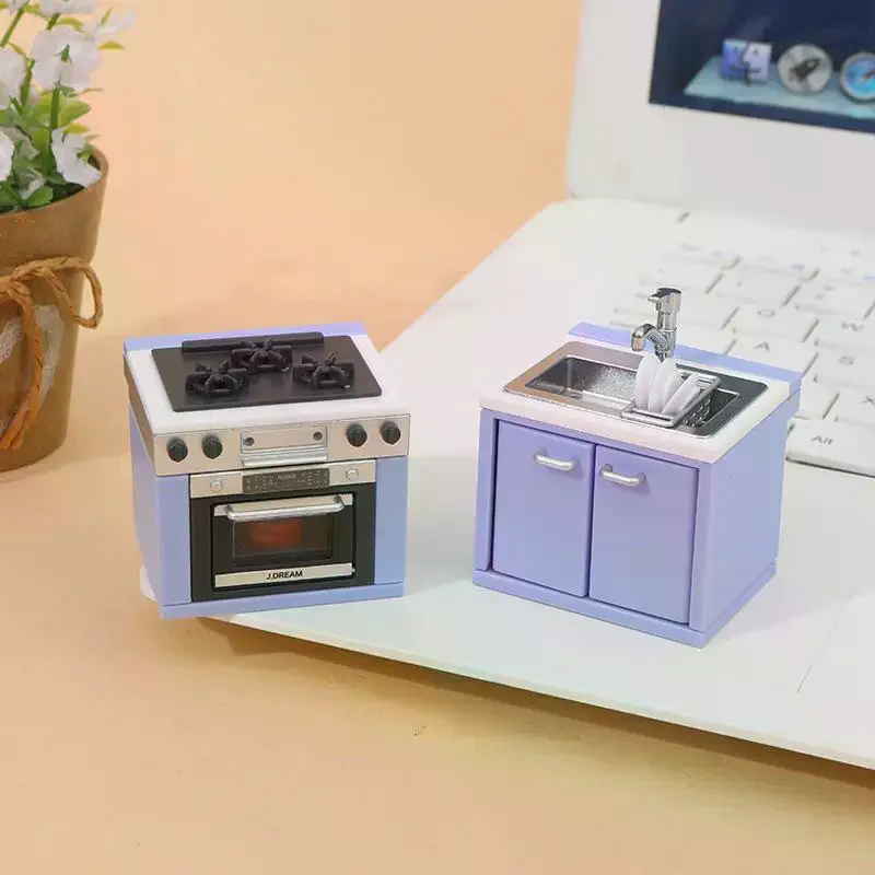 1 مجموعة دمية مصغرة محاكاة أواني المطبخ موقد غاز نموذج اكسسوارات المطبخ ل بيت الدمية ديكور التظاهر اللعب اللعب #4