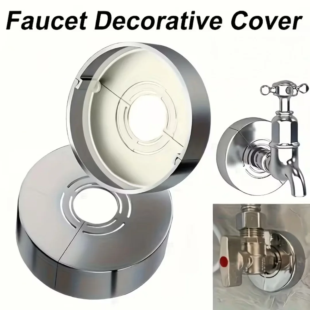 1pc Plating Adjustable Faucet Wall Flange Cover Detachable Pipe Decorative Cap For Bathroom Kitchen