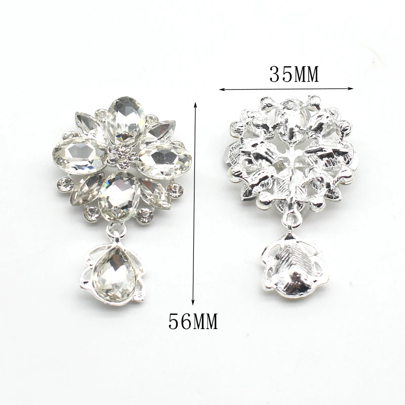 TYNUOMI 2Pcs/Lot Two Clear Crystals Cheap Metal Buttons FOR Brooch Buttons Clothing Wedding Sewing Diy Accessories Decorative