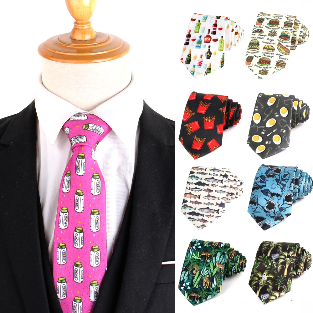 New Print Ties Casual Funny Necktie For Party Boys Girls Funny Neck Tie Wedding Necktie For Groom Neck Wear For Men Gravata