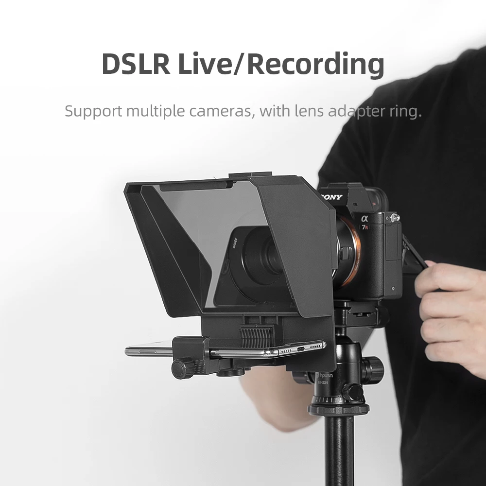 Phone and DSLR Recording Mini Teleprompter Portable Inscriber Mobile Teleprompter Artifact Video With Remote Control for Live