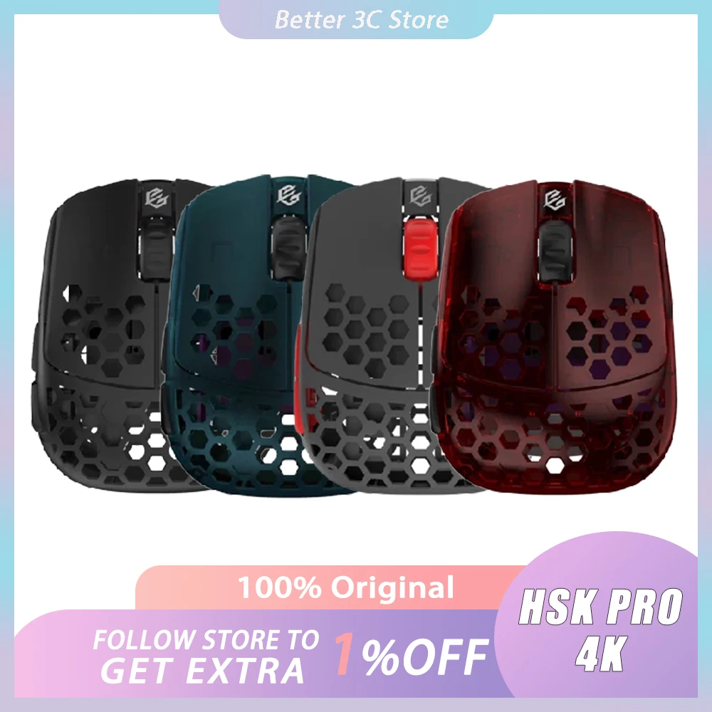 G-Wolves HSK PRO 4k/Ace Mouse Wireless Paw3395 Hollow Out E-Sports Game Mouse Customization Type-C Mouse Gamer Accessories Gift