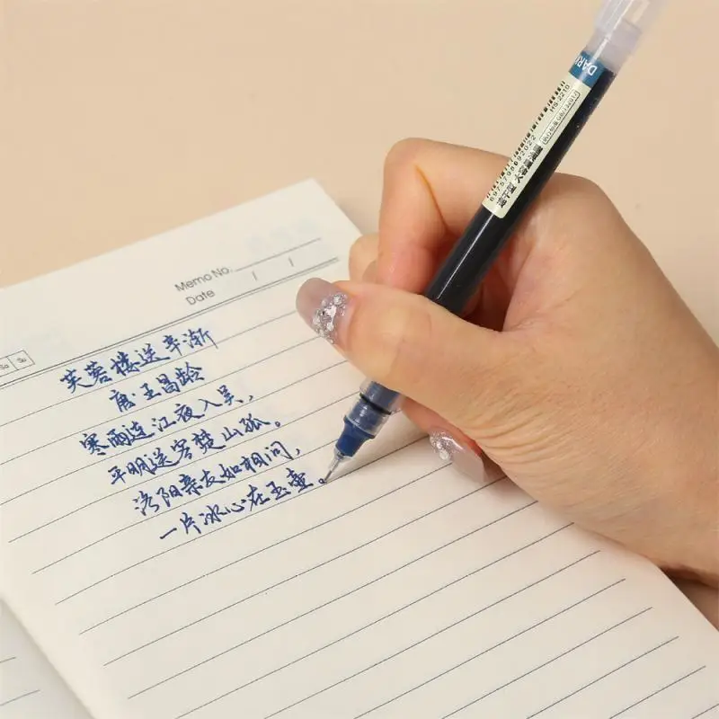 12 สี/ชุดนักเรียนโรงเรียนเครื่องเขียน Office Fine Nib ปากกาเจลหมึกขนาดใหญ่ความจุปากกาลูกลื่นตรง Liquid Rollerball ปากกา