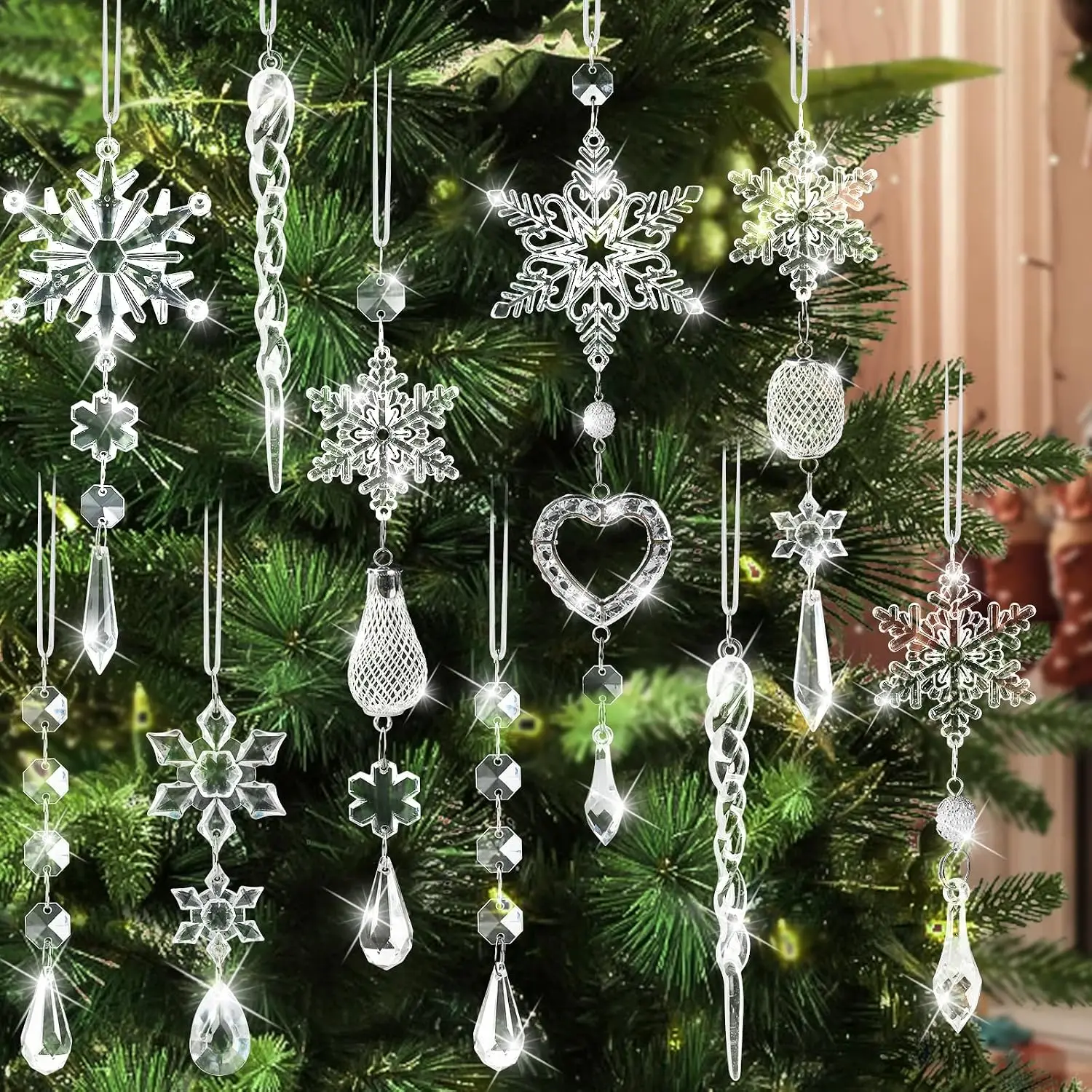 21Pcs Christmas Tree Ornaments Hanging Decorations for Xmas New Year Party, Customized