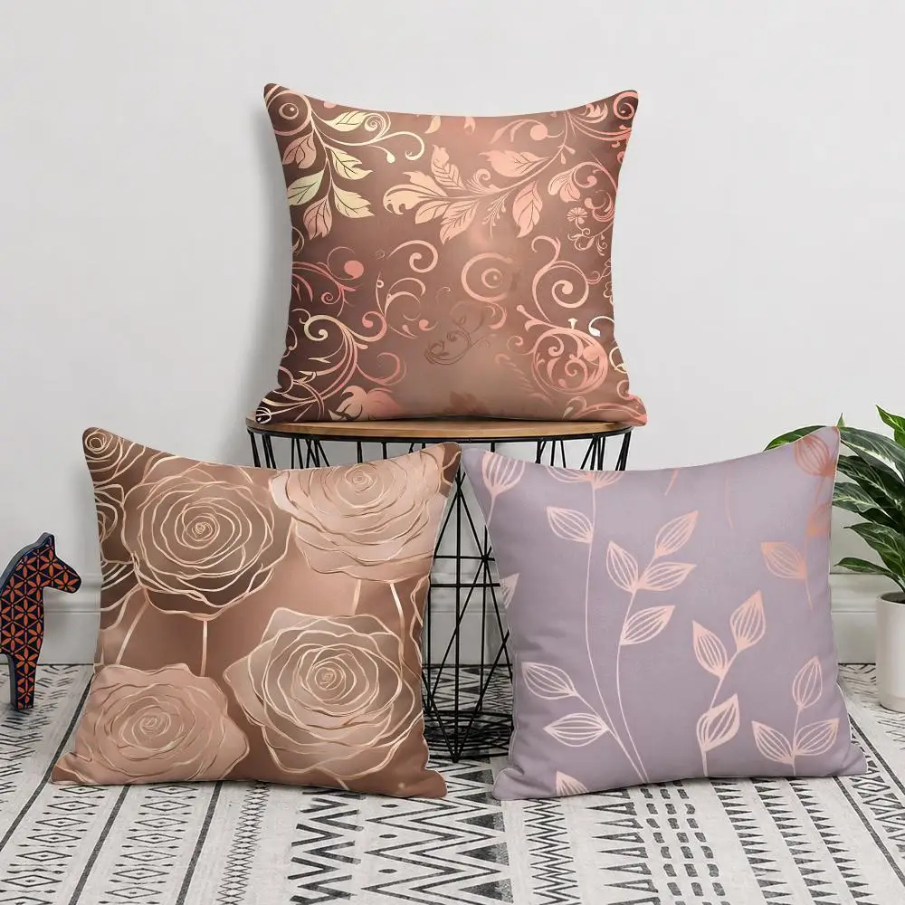 Rose Gold Blush Aesthetic Cushion Cover Soft Short Plush Pillow Cover Smooth Cozy Texture Cushion Case Home Decor