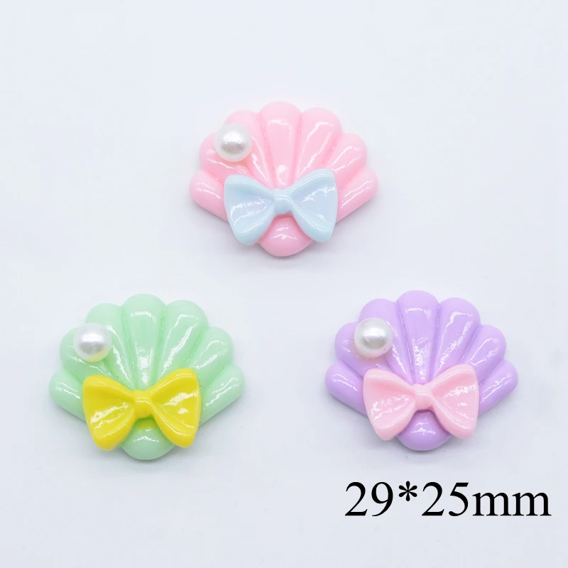 10Pcs 3D Pearl Shell Flatback Planar Resin Accessories DIY Craft Phone Patches Arts Material Home Decoration Cabochon