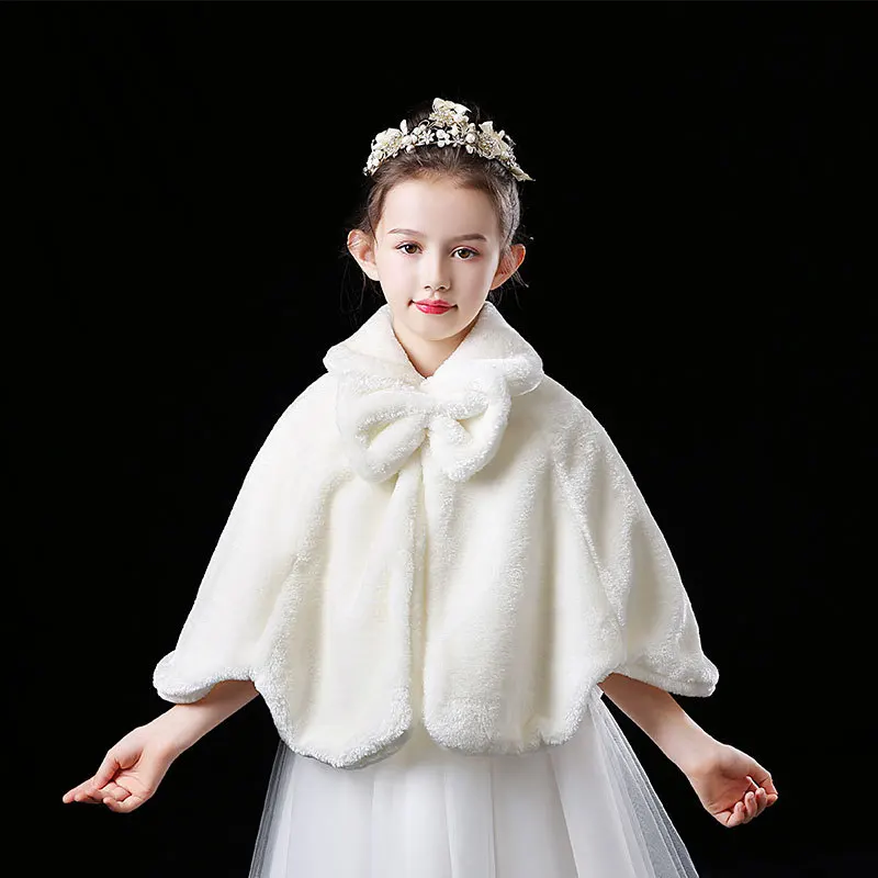 

Autumn Girls Plush Jacket Keep Warm Little Princess Cloak Long Sleeve Shawl Christmas Birthday Party 2-10 Years New Kids Clothes