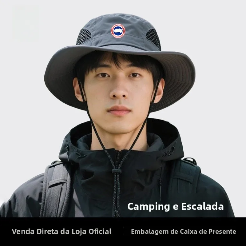 メンズ夏用日焼け止めアウトドアフィッシングキャップ通気性のある大きなつば付き帽子カジュアルスタイル調節可能折りたたみ不可春旅行用