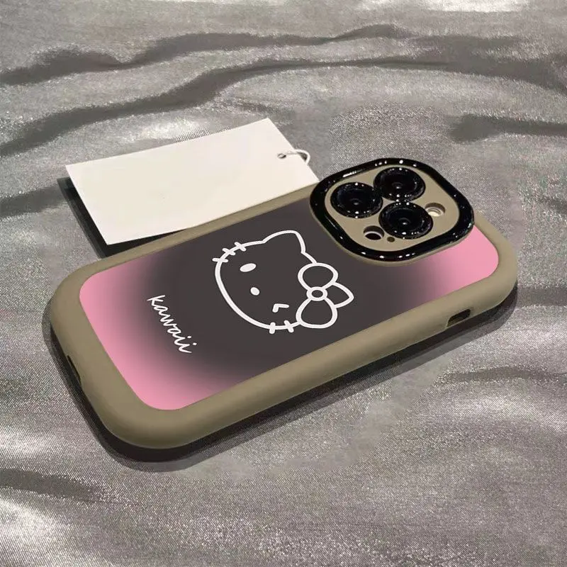 Sanrio Kawaii Hello Kitty Anime Gradation Mobile Phone Case Cute Sweet Cartoon Anti-Fall Iphone Accessory Lovely Gifts for Girls