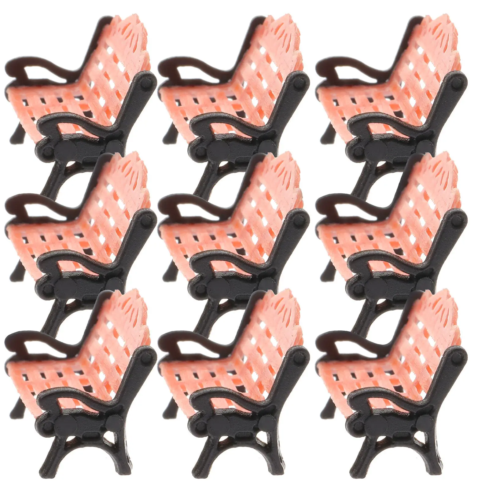 

10Pcs Park Bench Miniature Furniture Decor Set Long Bench Ornament for Dollhouse Home Decoration Garden Scenery Landscape