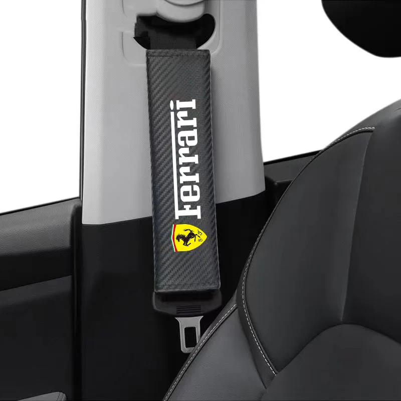 2 uds cubierta de cinturón de seguridad de coche de cuero de fibra de carbono estera de protección de hombro para Ferrari SP1 812 F40 F12TDF SF90 458 488 599 612 FF F12
