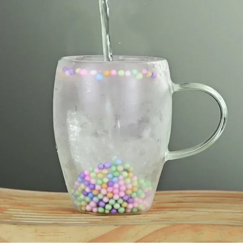 Double Layered Dried Flower Glass Cup Creative Pattern Mugs High Borosilicate Insulated Cup Kitchen Drinkware Home Accessories