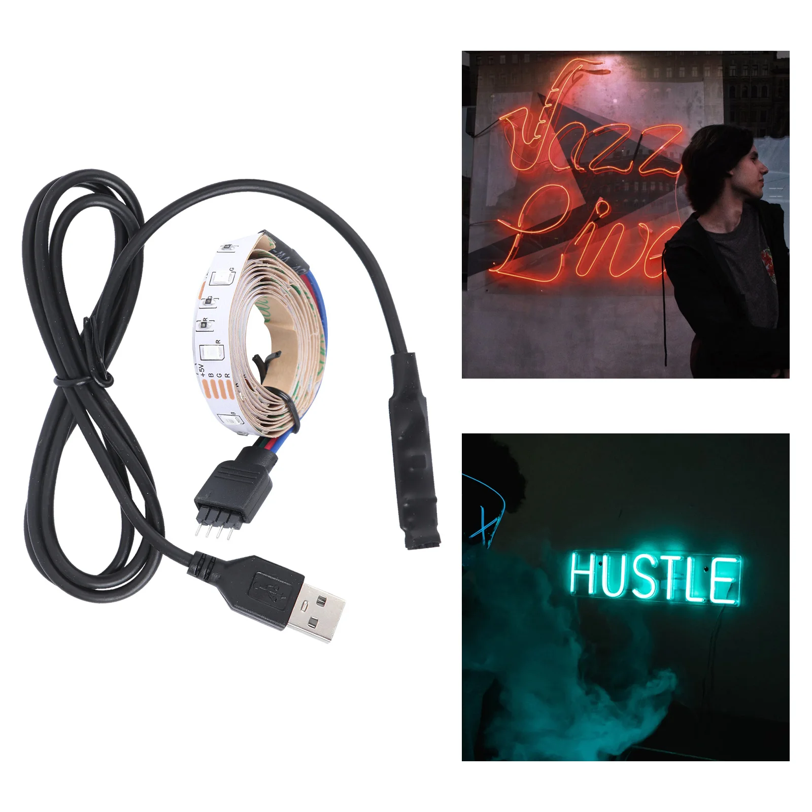 

Led Light Strip 60 Leds 3528 Smd Non-Waterproof Rgb For Home Hotel Club Mall Decoration Pure White Usb Powered