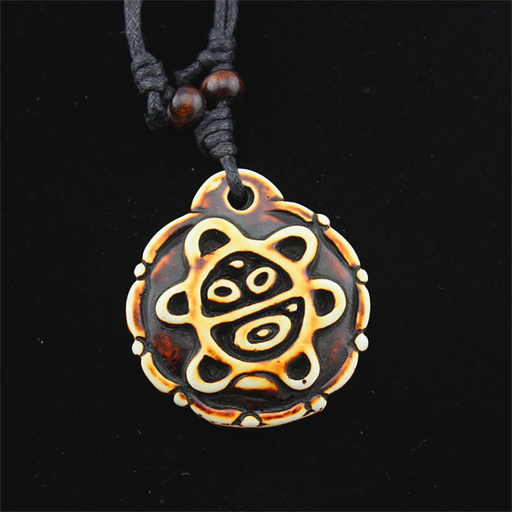 Hawaiin Imitation Bone Carved Puerto Rico Tribal Sun Coqui Taino CAGUANA Kokopelli Necklace For Men Women Jewelry Gift