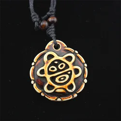 Hawaiin Imitation Bone Carved Puerto Rico Tribal Sun Coqui Taino CAGUANA Kokopelli Necklace For Men Women Jewelry Gift