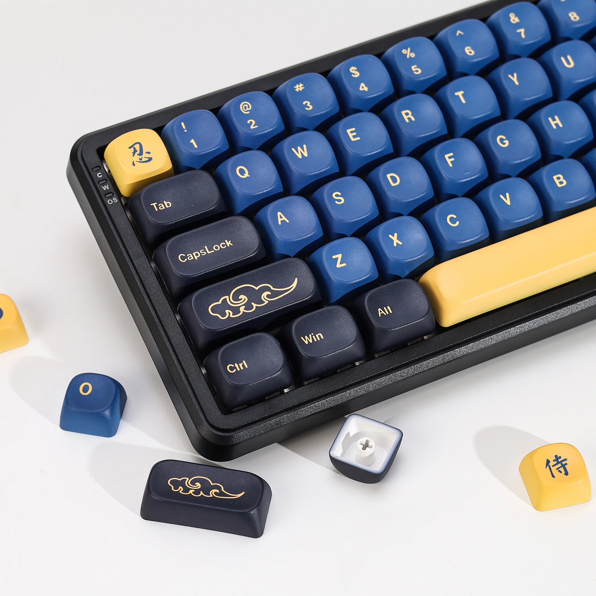 KBDiy GMK Blue Samurai Tastenkappen Retro KOA MOA PBT Keycaps ISO Custom für 75% 60% Magnetische Gaming Mechanische Tastatur KIT Tastenkappen – Detail 18