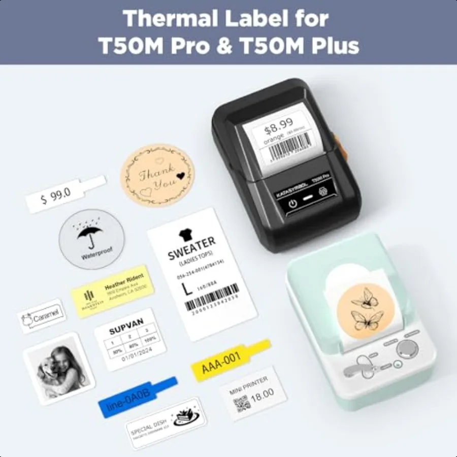 T50M 시리즈 라벨 메이커 테이프 원형 사이즈 2'' 140 라벨 롤 정품 라미네이트 열 라벨 테이프 리필 방수 오일프루프