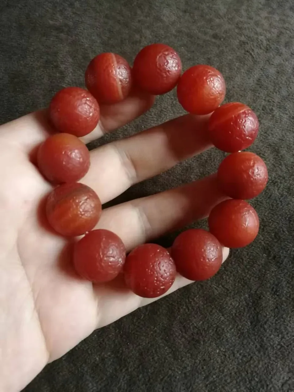 Frosted agate strings orange peel weathered old pulp auspicious red agate Buddha beads strings male