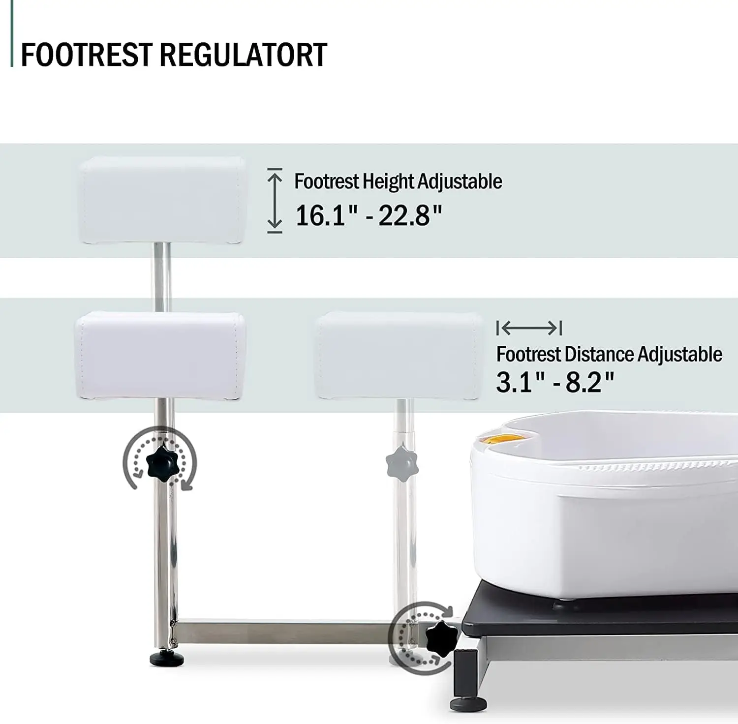 Okakopa-sillas giratorias de pedicura, Unidad de pedicura ajustable alta con taburete, reposapiés y lavabo para pies, estación de pedicura portátil, 360