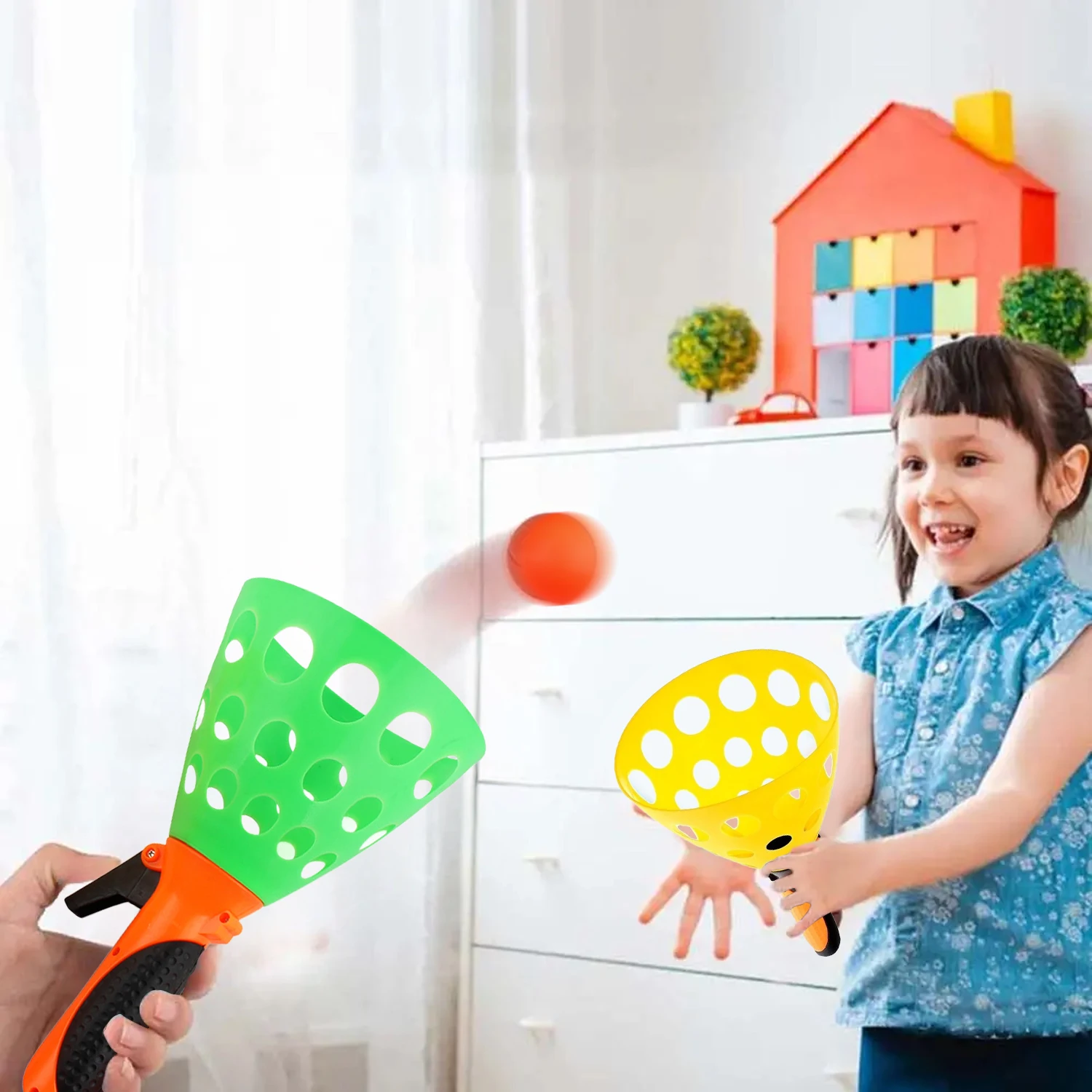 Pop-Pass-Catch Ball Game for Children Catching Ball Launcher Sports Toy Outdoor Indoor Party Parent-child Funny Kid Adult Toy