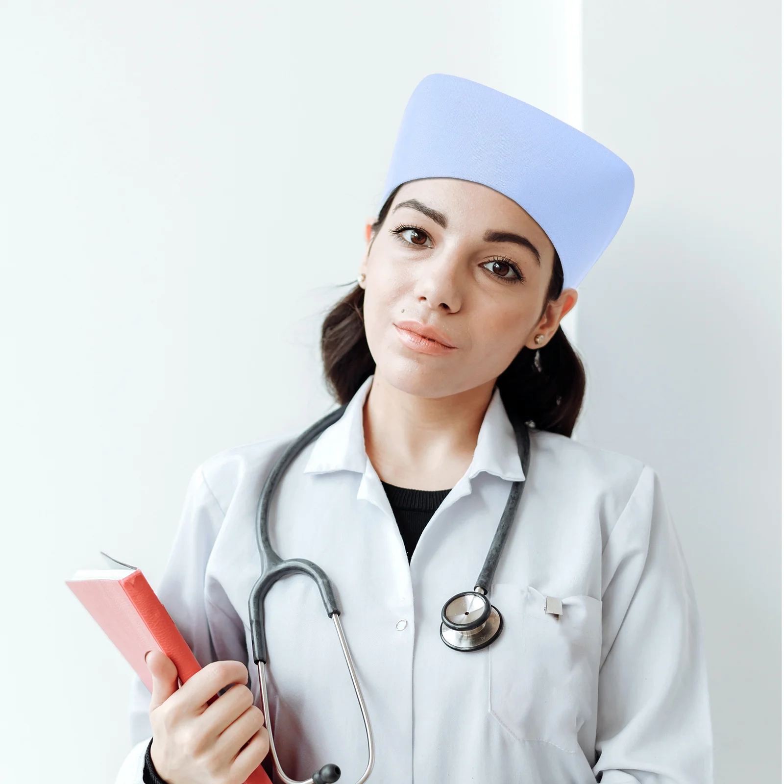 Cappello da infermiera sottile Berretto blu per donne Materiale scolastico infermieristico Accessori per uniformi da laboratorio medico professionale riutilizzabili e traspiranti