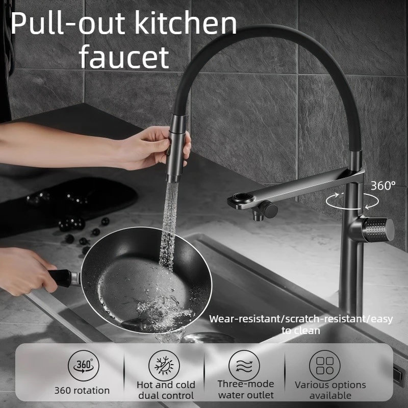 All-Copper Kitchen Sink Faucet, Kitchen Sink Water Purifier Faucet, Rotatable 3-in-1 Pure Drinking Water