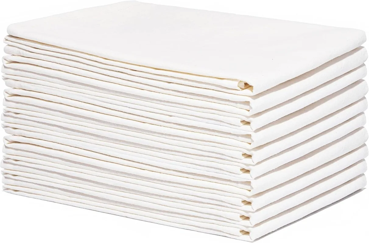 Serviettes de cuisine à sac à farine en gros – Paquet de 50, serviettes à farine en vrac 100% coton non blanchies, entièrement naturelles – Sans toxiques et colorant-F
