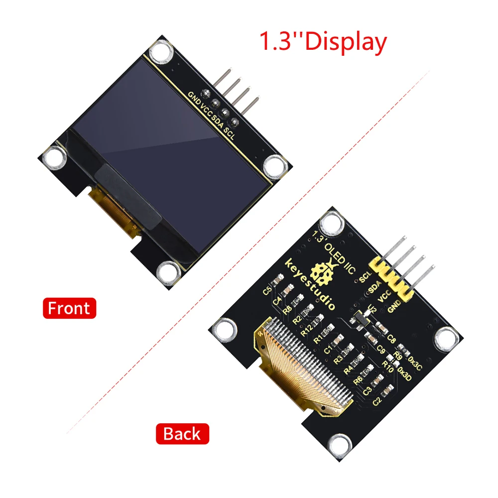 Keyestudio 0.96''and 1.3 '' OLED Module/128X64 Blue LCD LED Display Module  IIC/ 12C Serial for Arduino