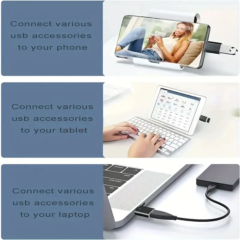 NNBILI 1-5pcs USB 3.0 To Type C Adapter LED OTG To USB C Male To USB A Female Connector For HUAWEI Samsung Xiaomi POCO Adapters