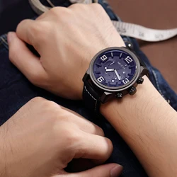 Relogio Masculino Megir 3010 Casual Leather Chronograph Watch Men Wrist Quartz Analog Alloy Watches