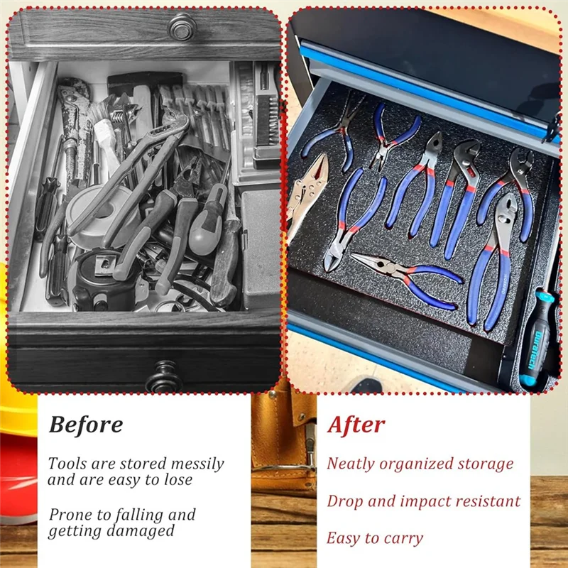 Fresh Tool Box Foam Set 18X12 X1 Inch Non Slip Adjustable Inserts For Cases Organizer For Toolbox Cabinet Chest Drawer US Plug