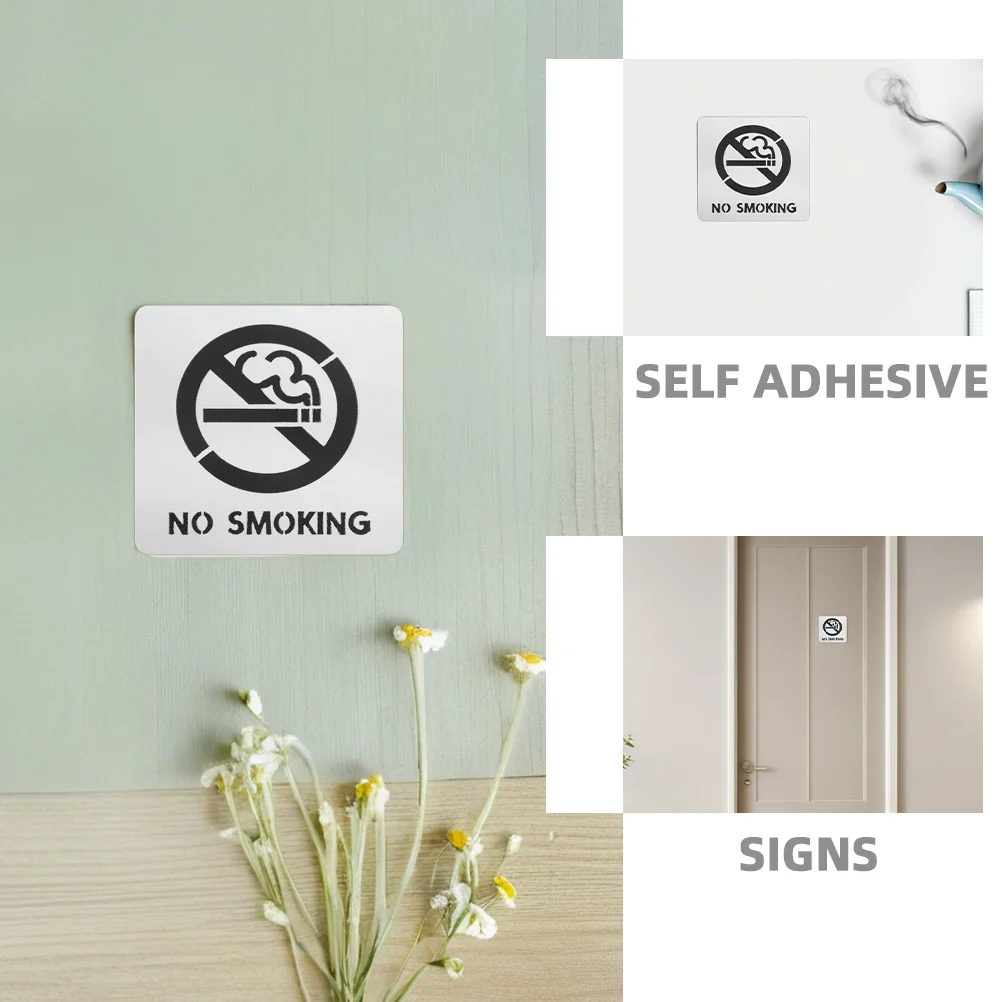 2 قطعة علامة ممنوع التدخين للحمام المكتبي ذاتية اللصق مقاومة للخدش جريئة تسمية تحذير واضحة الأعمال الفضاء العام #4