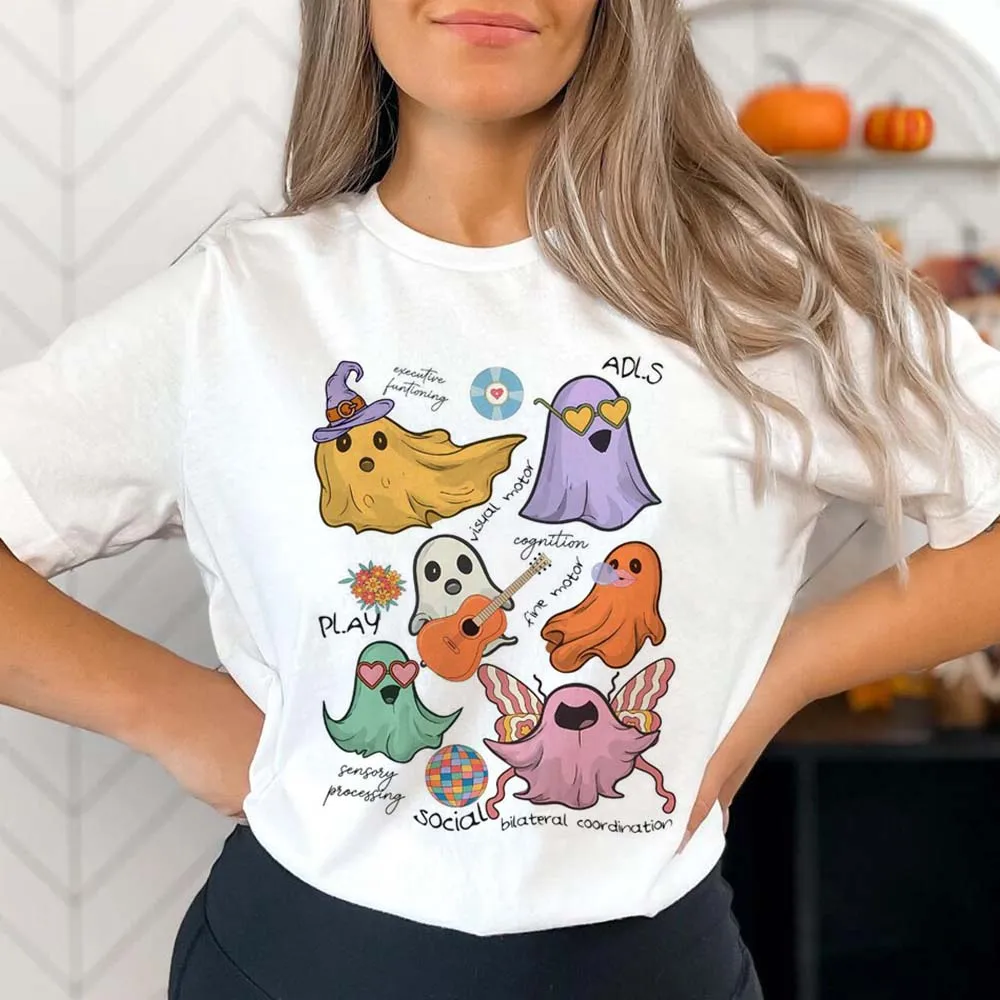 T-Shirt Print Occupational Therapy Halloween Physical Therapist Street Sweet Print O-Neck Top Women\'s Trendy Print Fashion T-Shi