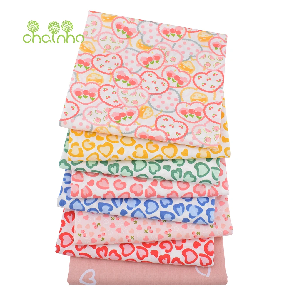 

Chainho,Heart Pattern Printed Twill Cotton Fabric,DIY Sewing Quilting Home Textiles Material For Baby Children's Bedding,Clothes