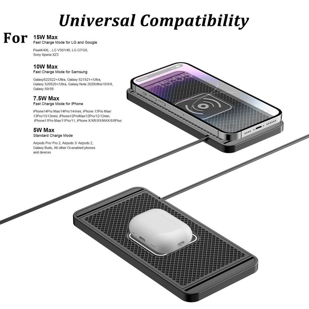 Car Wireless Charger Non-slip For Car Silicone Pad Fast Wireless Charging Charger Dock Station Pad for iPhone Samsung