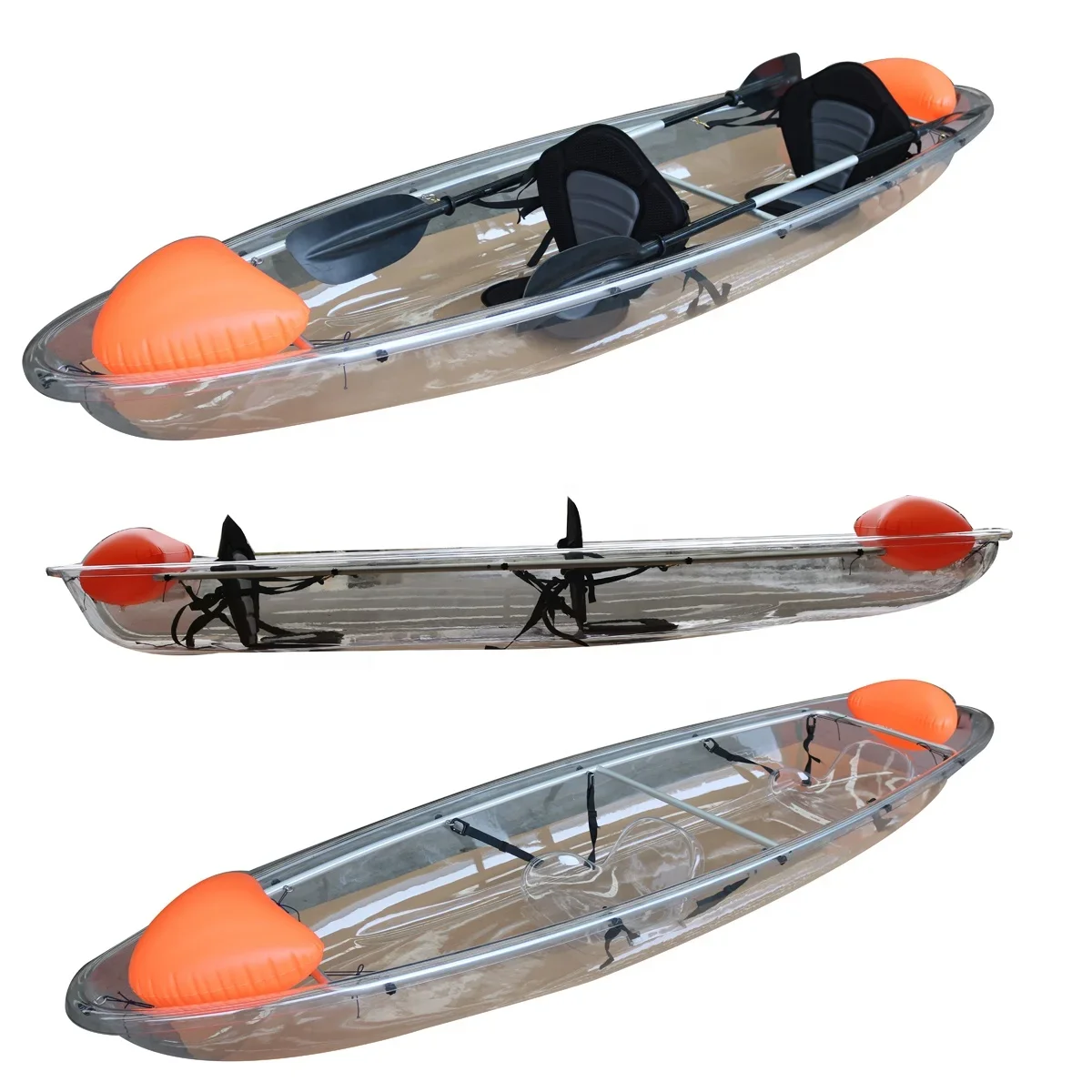 Kayaks Transparent with Paddles PC Glass Bottom Crystal Kayak 11ft Canoa Leisure Transparent