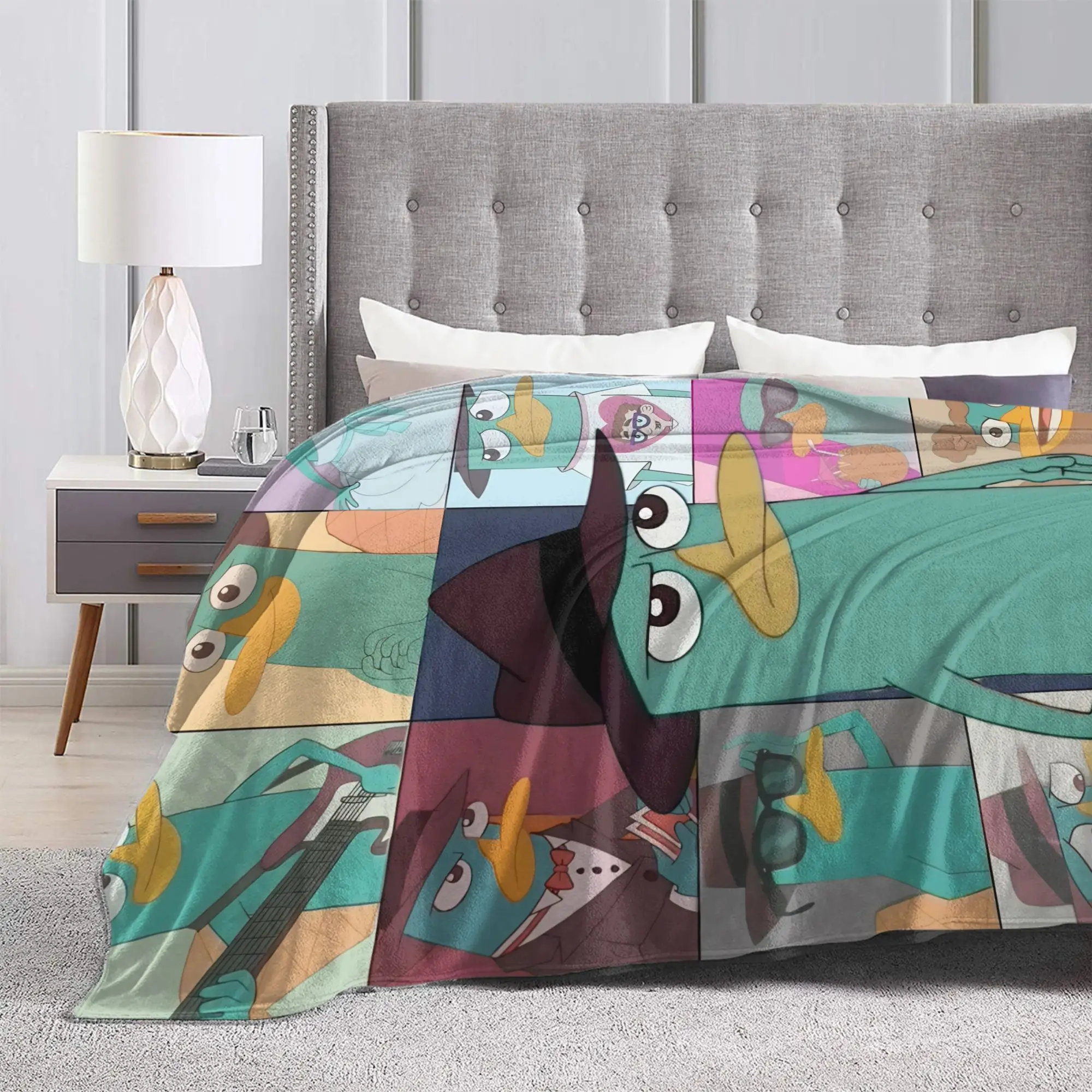 الاسترخاء Phineas و Ferb Perry بطانية الملحقات غرفة الزخرفية رمي بطانية الصوف الدافئ للمكتب #6