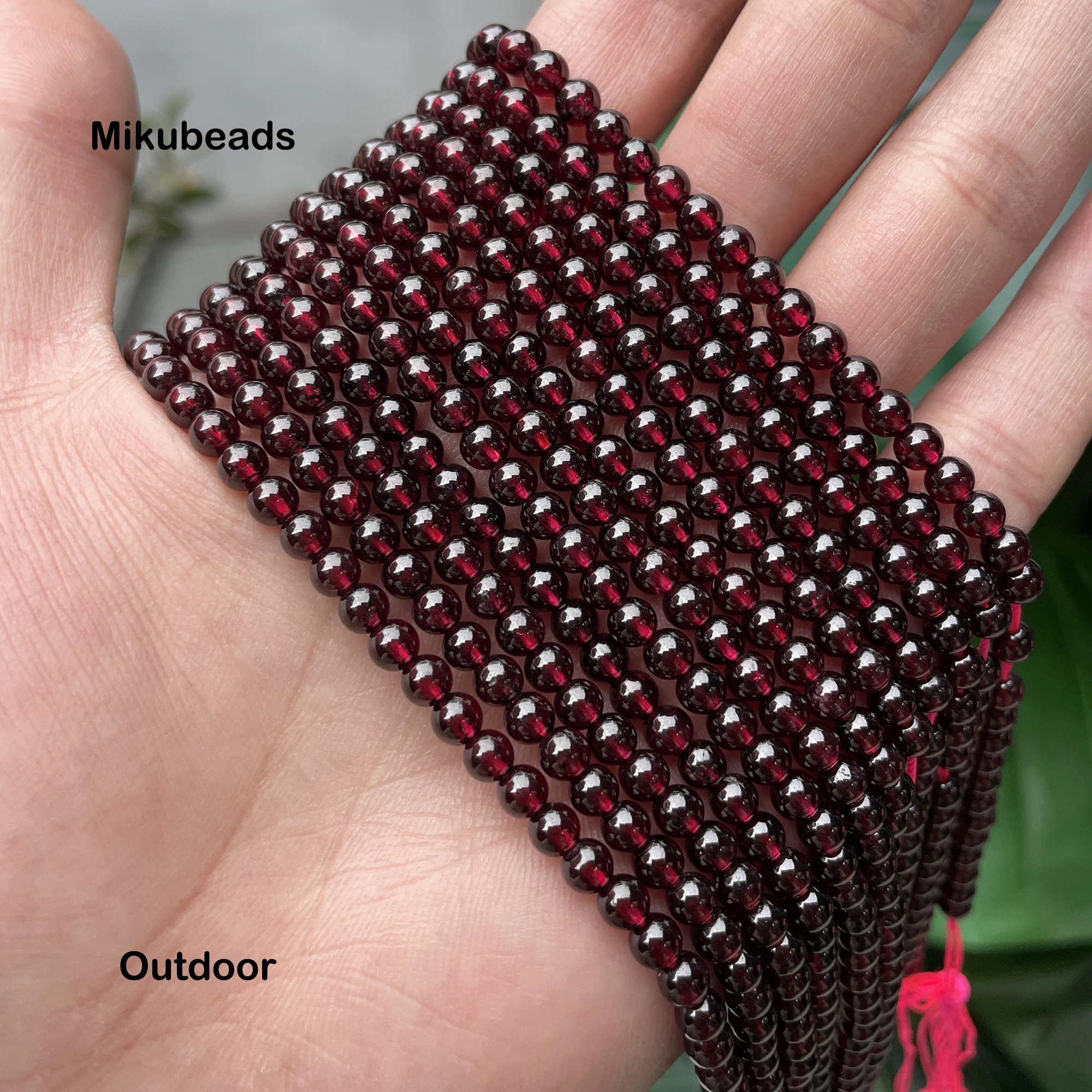 Wholesale Natural 4.5mm+-0.1 AA Brazil Red Garnet Smooth Round Loose Beads For Making Jewelry DIY Necklace Bracelet Mikubeads