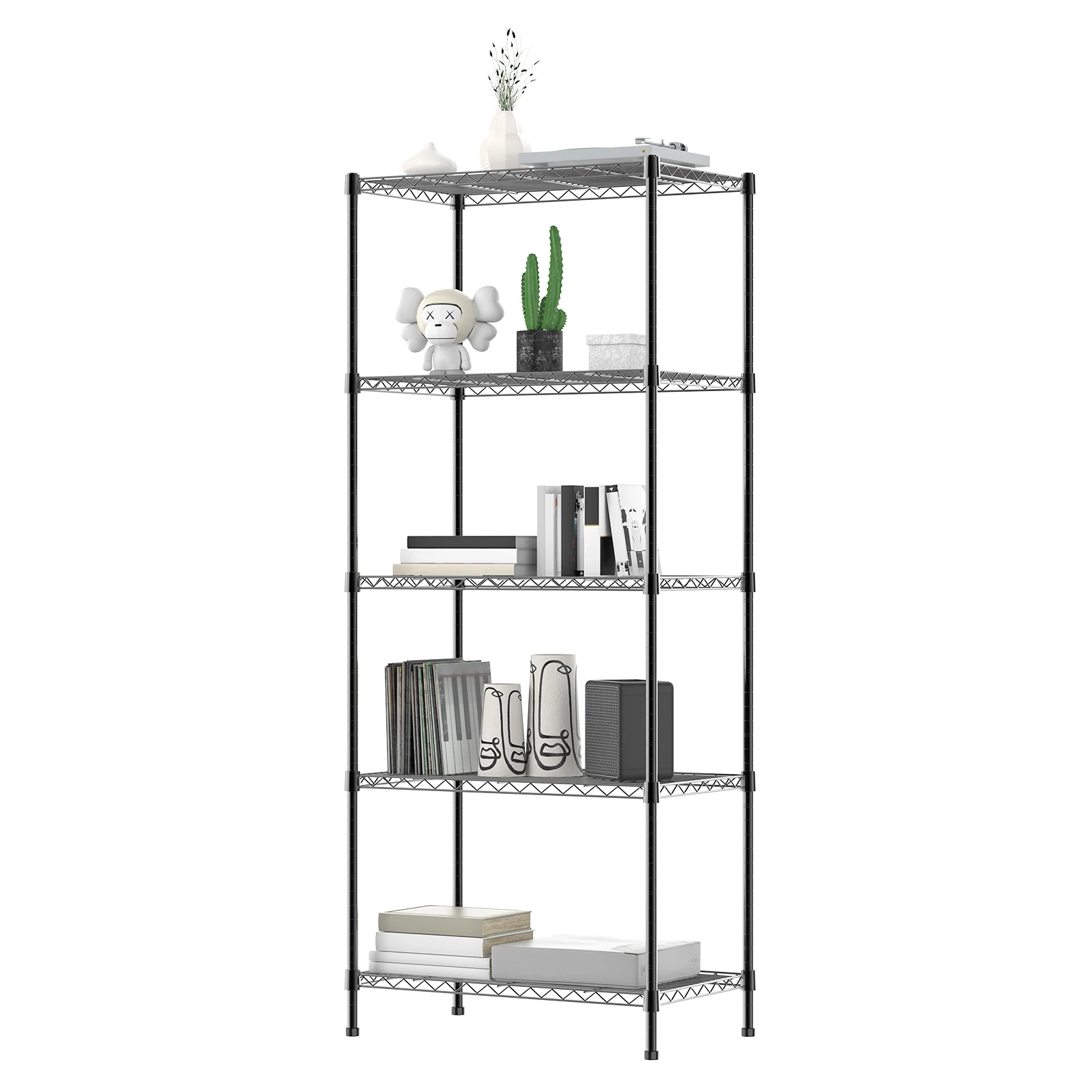 Heavy Duty Metal Storage Rack,3/4/5-Tier Adjustable Shelf Unit ,3 Height Options 76/120/150cm,for Kitchen,Pantry,Garage,Office