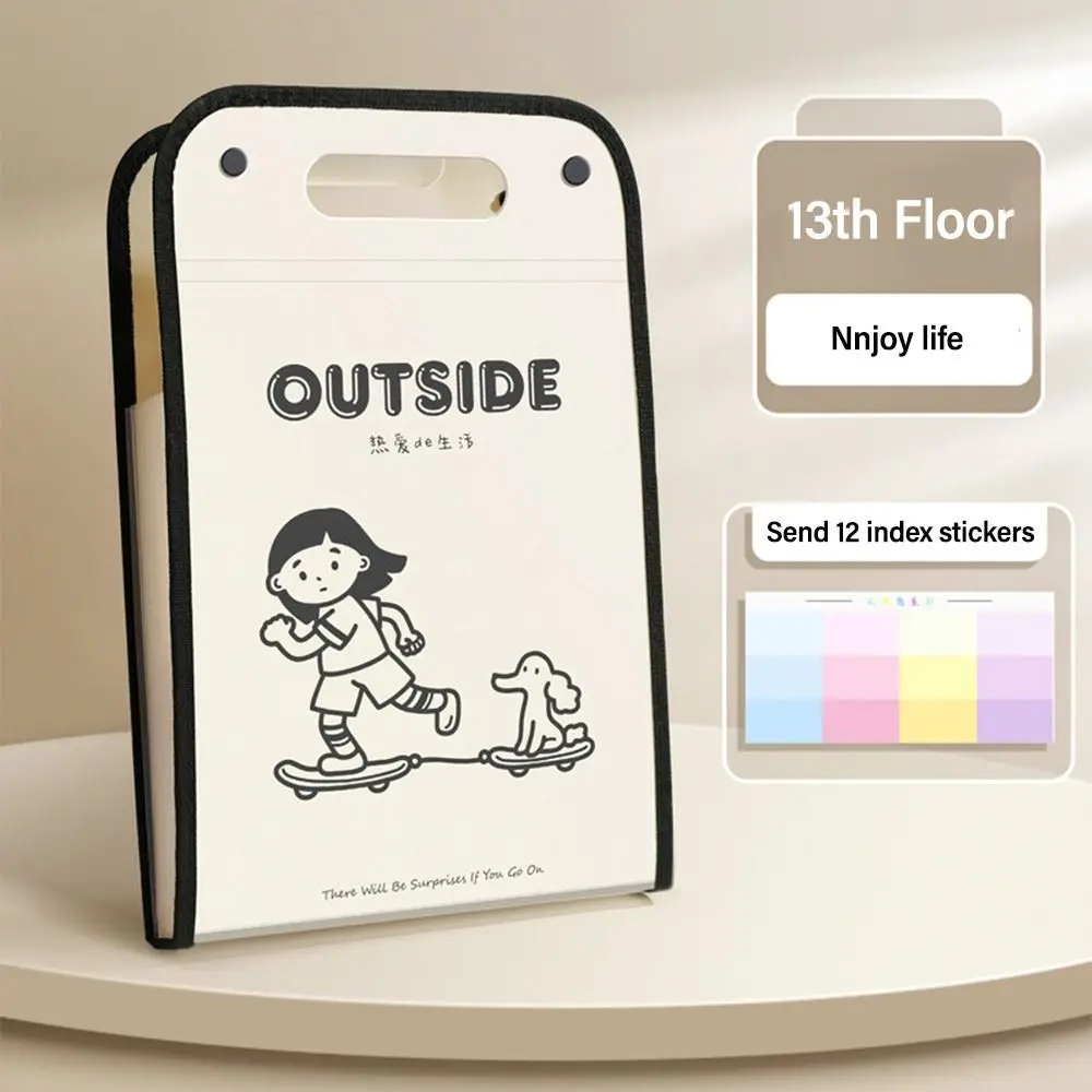 

Creative Waterproof A4 File Folder With English Letter Pattern 13 Pockets Test Paper Storage Folder PP Envelope Folder