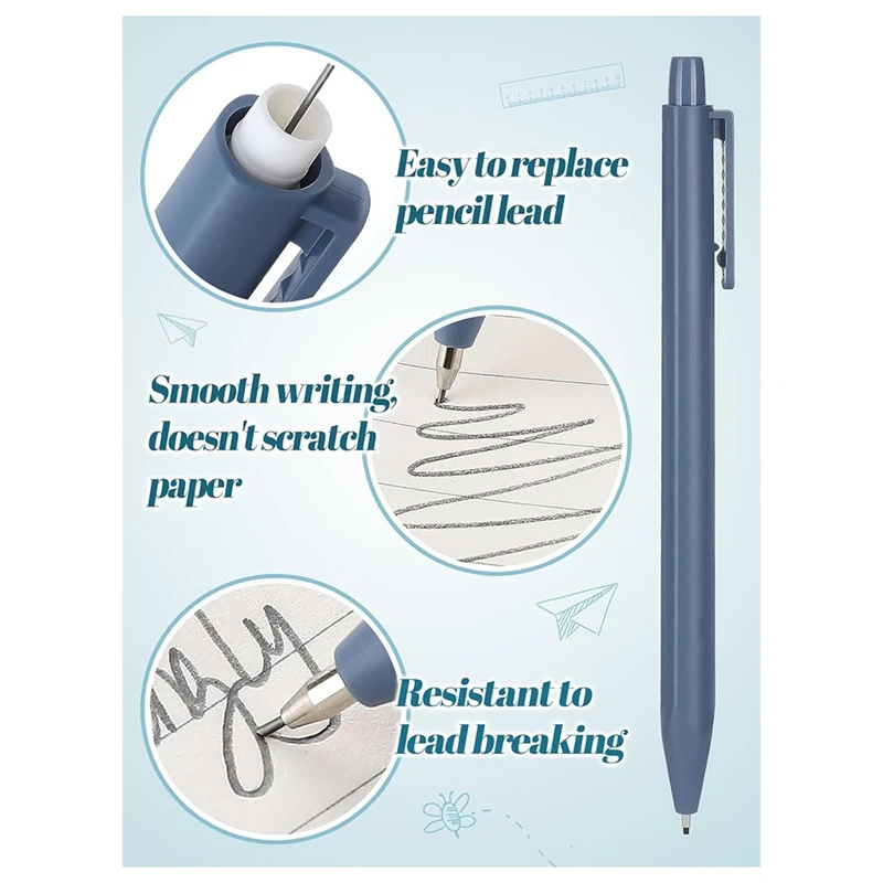 Set de útiles escolares: elementos esenciales para el regreso a la escuela, estuche para lápices de gran capacidad, bolígrafo de tinta negra de 0,5 mm, lápices mecánicos