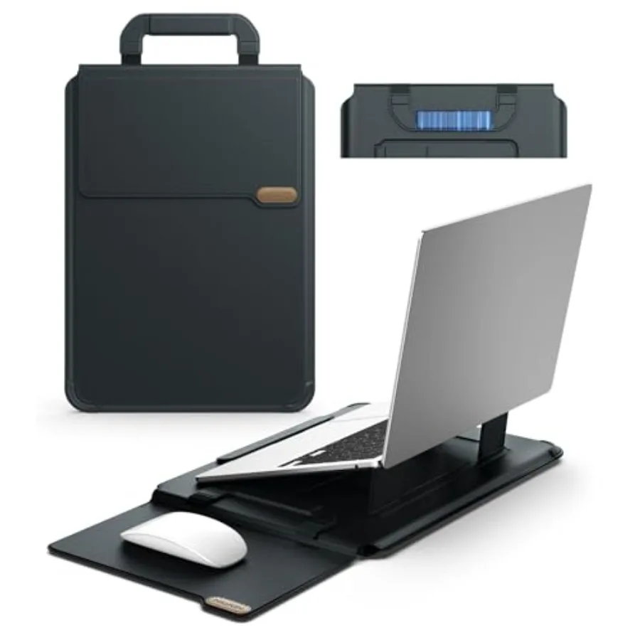 

16 inch Laptop Sleeve with Handle 4-in-1,2 Stand Modes, MacBook Sleeve with Adjustable Stand and Mouse Pad, Slim Laptop Case 16